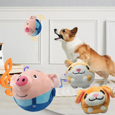 Cartoon Pig Pet toys Dog boredom reliever Anti-bite Interactive Dog Toys Mobile Dog Ball Chewable Dog Indoor Game