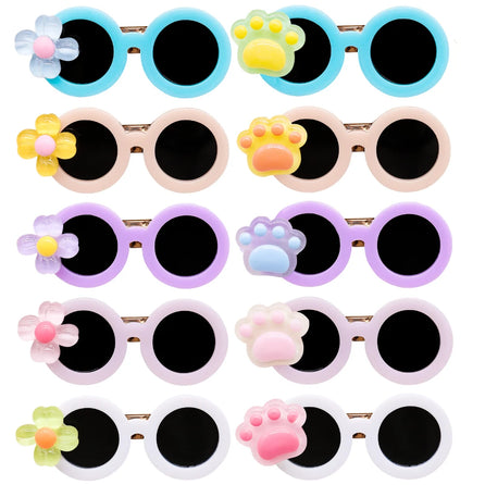 Pet Glasses Hair Clips Summer Beach Style Glasses Hair Clips Pet Sunglasses Hairpins for Medium Small Dog Cats Pet Accessories
