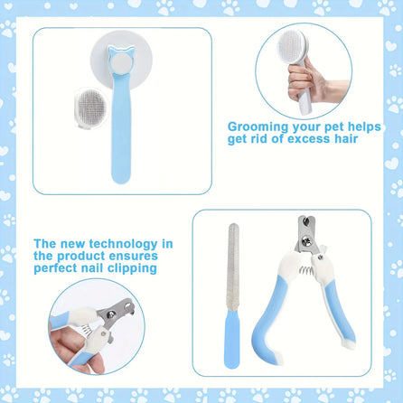 8Pcs Cat Brush Grooming Kits, PFlea Comb, Pet Shampoo Bath Brush, Pet Shedding Brush, Silicone Toothbrush