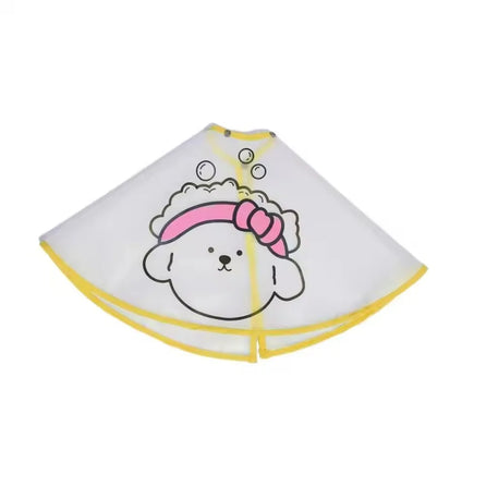 Pet Costume Adjustable Pet Cloak Cartoon Print Waterproof Dog Grooming Cape Transparent Polyester Pet Haircut Cape Facial Care